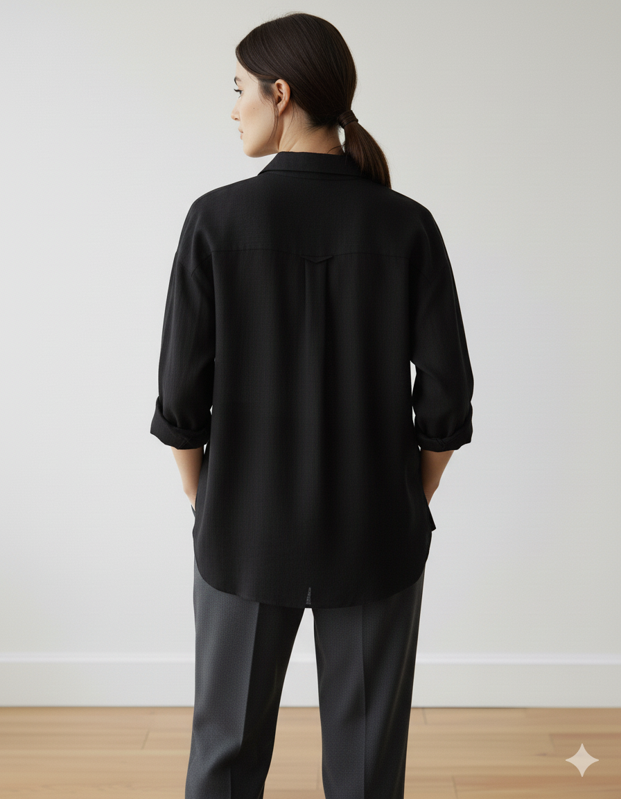 The Essential Black Linen Blend Overshirt