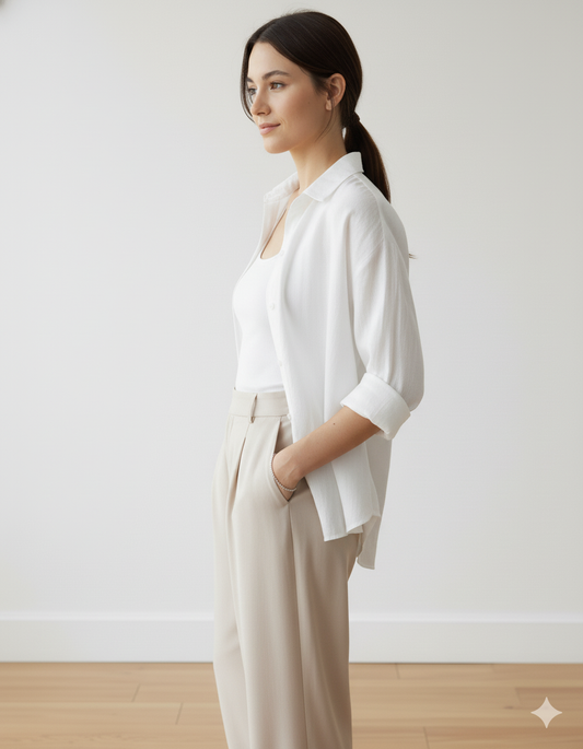 The Essential White Linen Blend Overshirt