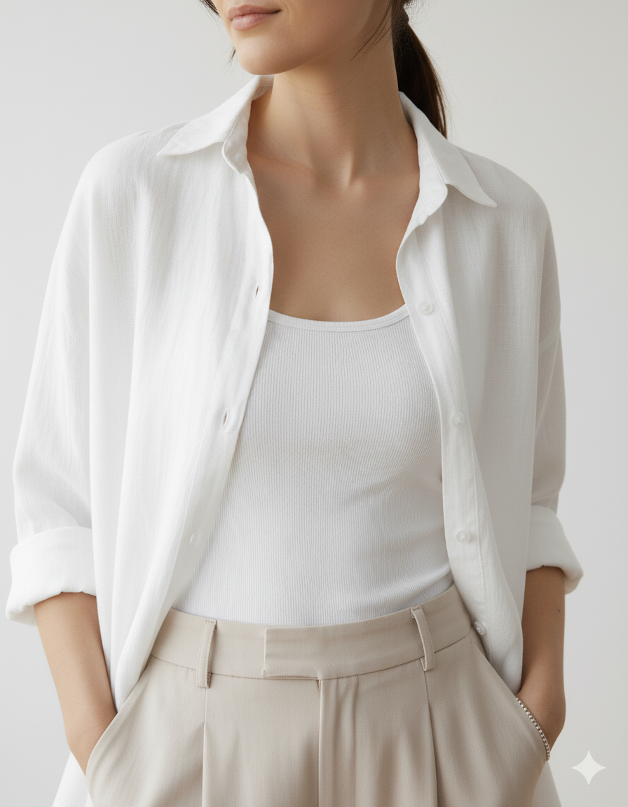 The Essential White Linen Blend Overshirt