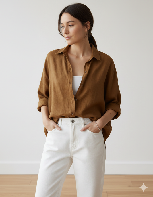 The Essential Brown Linen Blend Overshirt