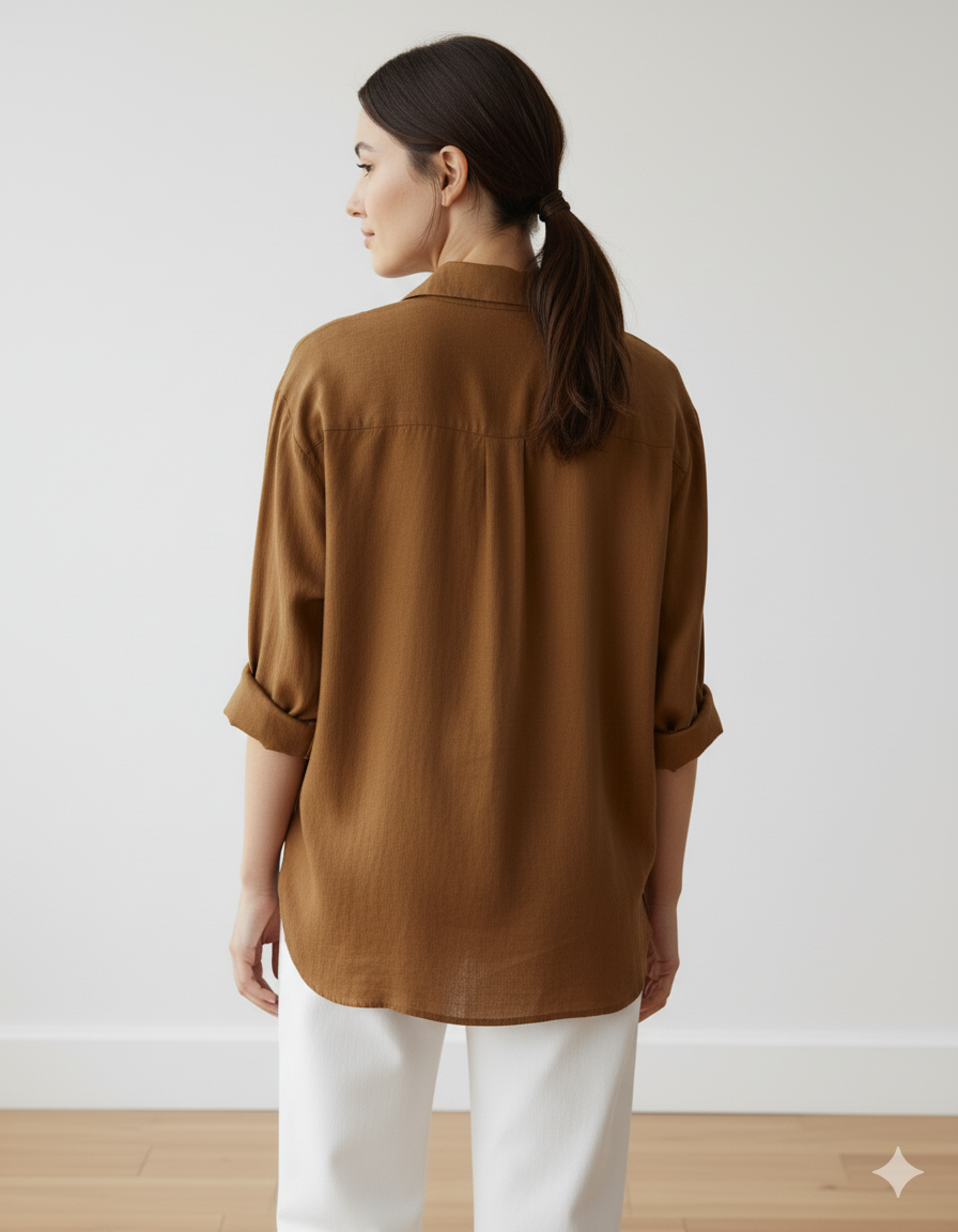 The Essential Brown Linen Blend Overshirt