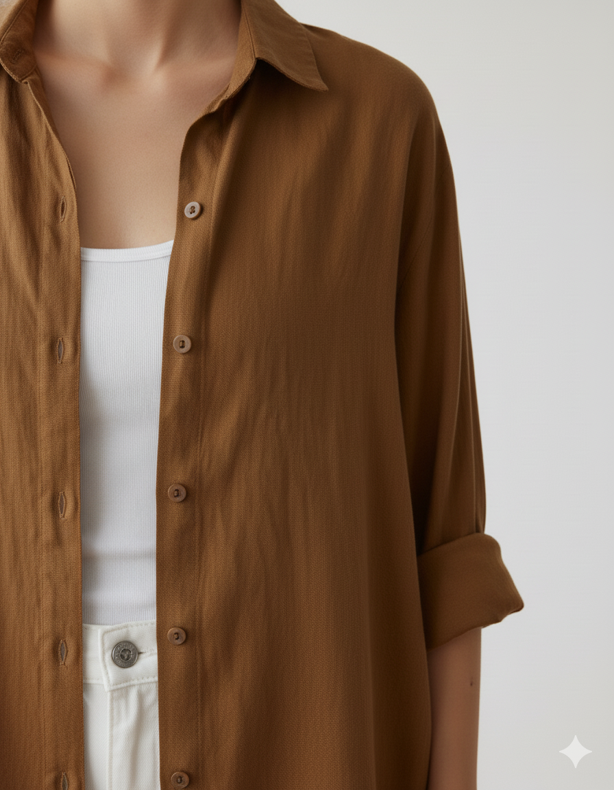 The Essential Brown Linen Blend Overshirt