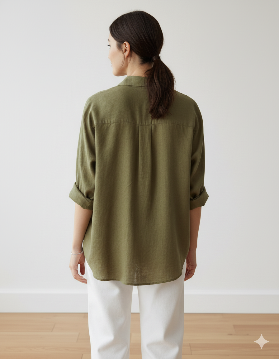 The Essential Olive Green Linen Blend Overshirt