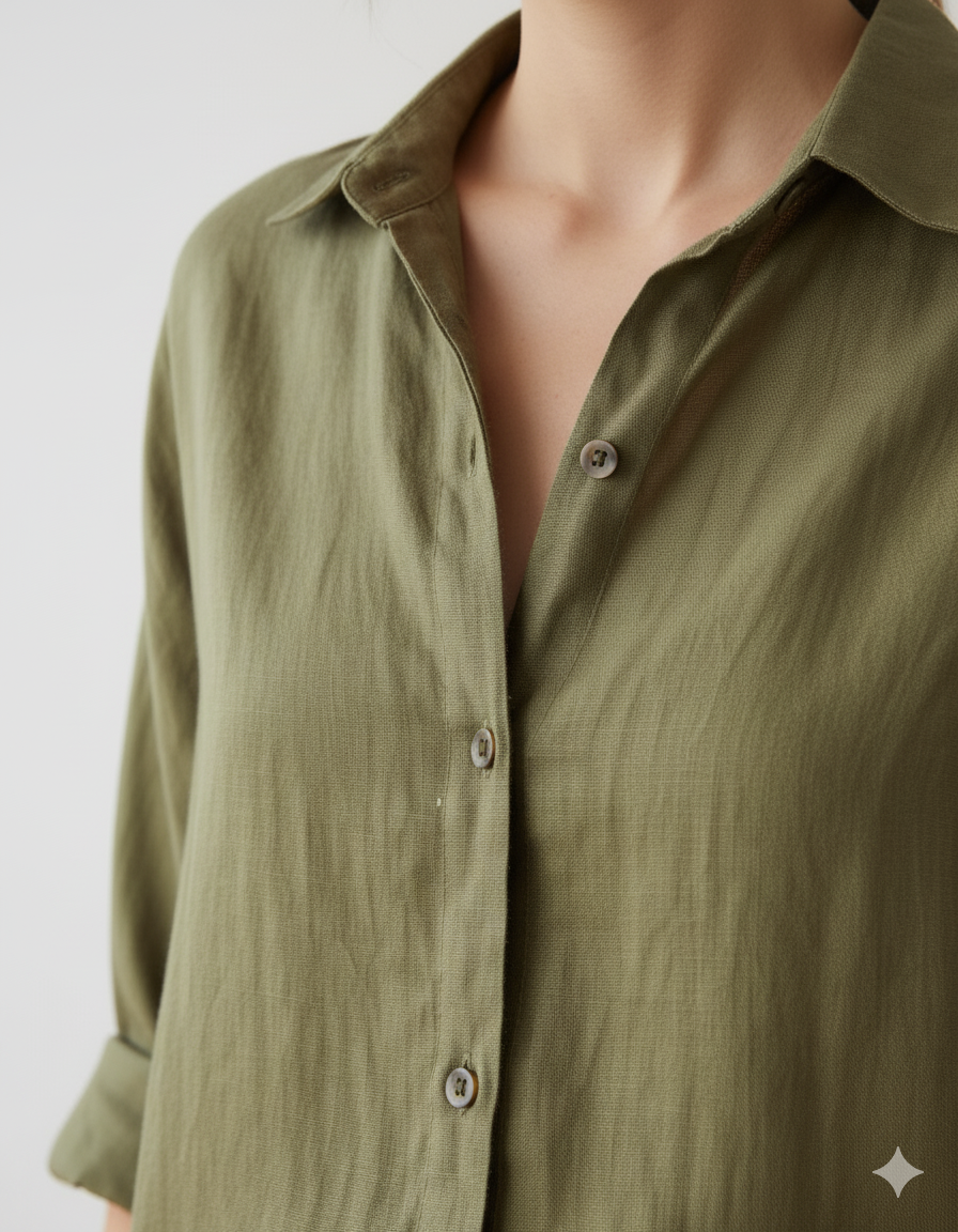 The Essential Olive Green Linen Blend Overshirt