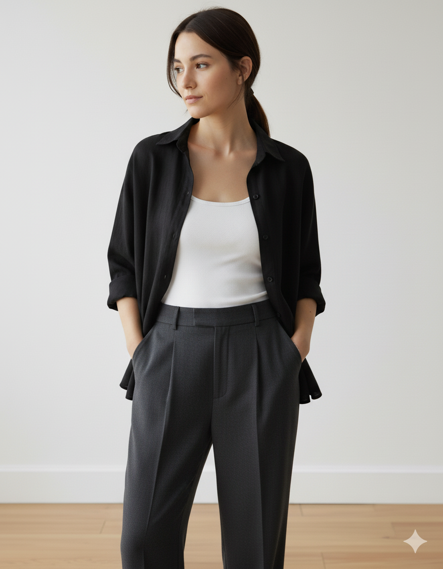 The Essential Black Linen Blend Overshirt